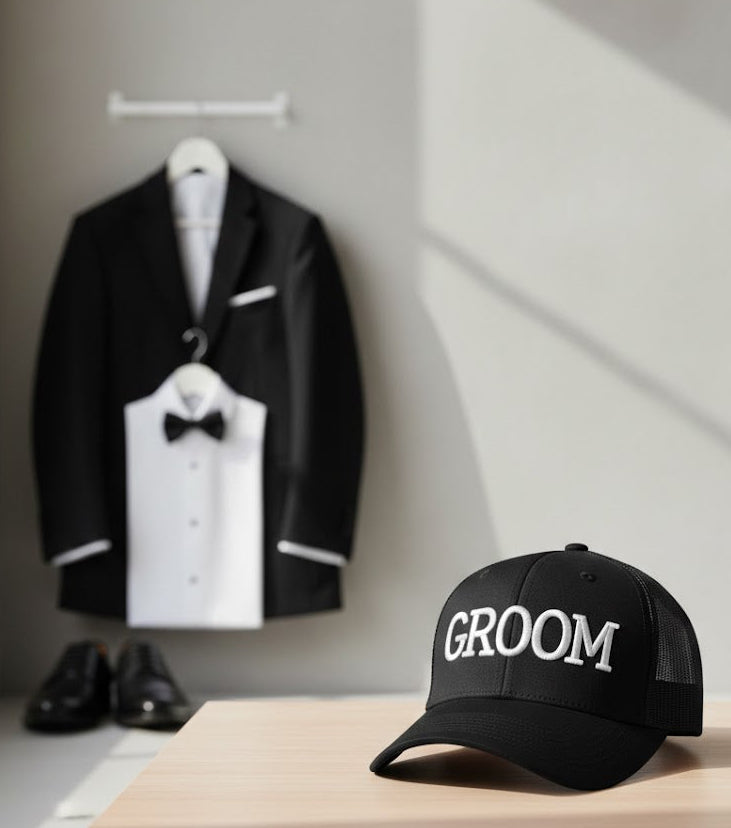 Groom 3D Puff Embroidery Hat