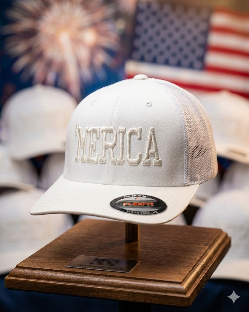 'Merica 3D Puff Flexfit Embroidery Hat